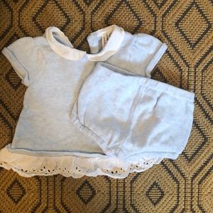 Janie and Jack light blue knit set